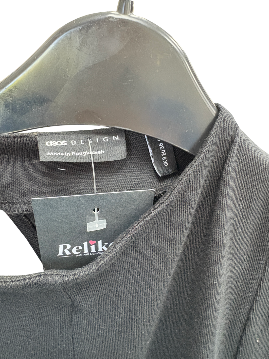 ASOS Black Cotton Sleeveless Midi Sundress UK 8