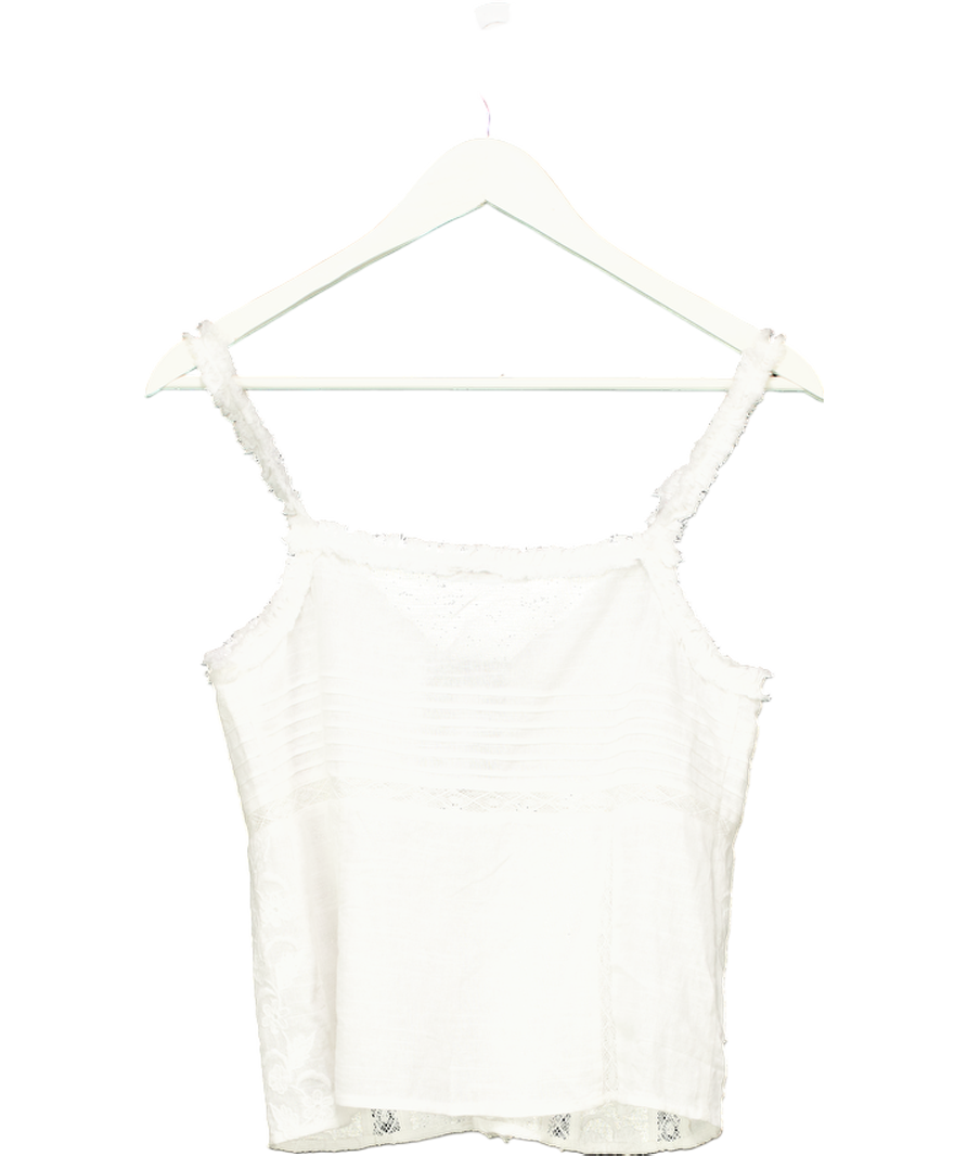 ZARA White Embroidered Camisole UK S