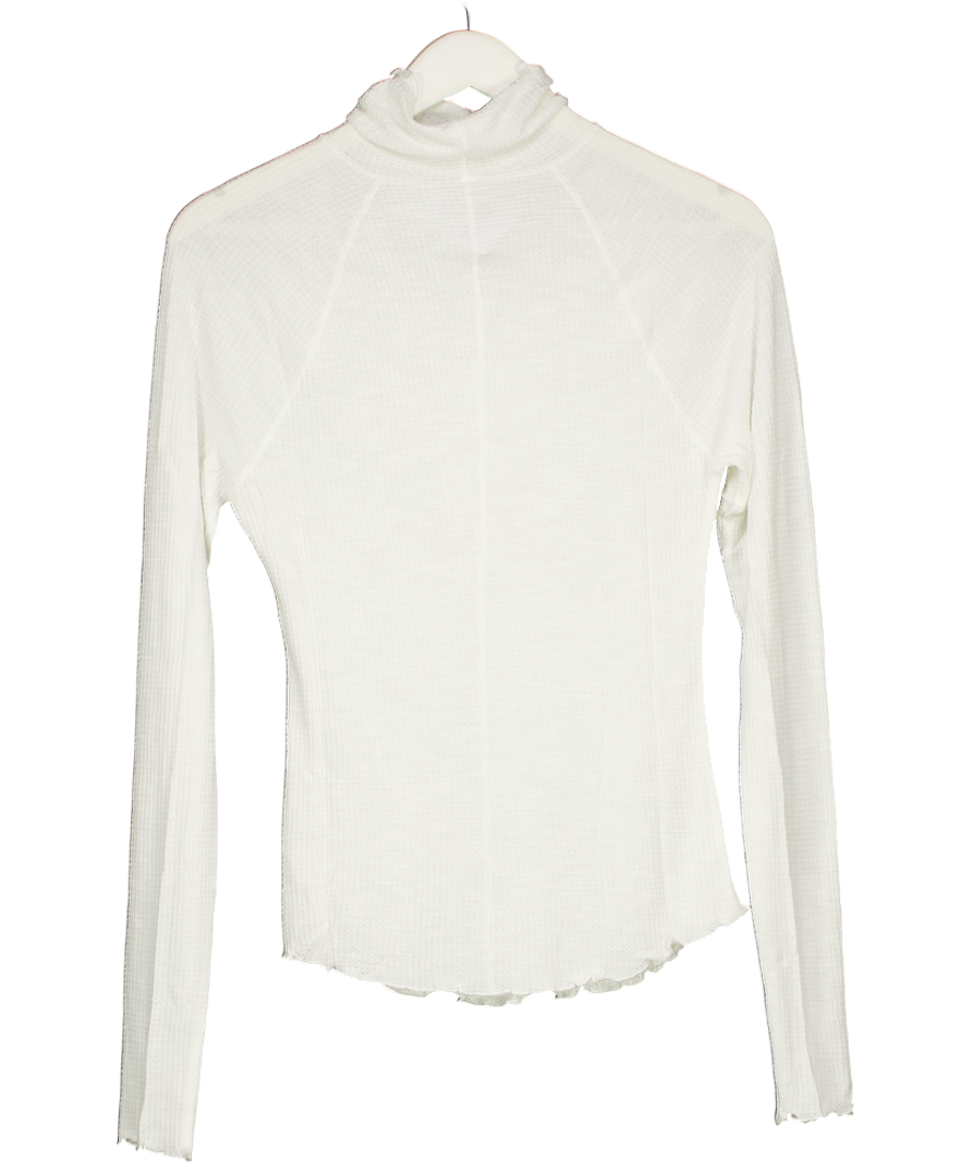 Free People White Make It Easy Thermal Sweatshirt Top UK M