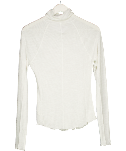 Free People White Make It Easy Thermal Sweatshirt Top UK M