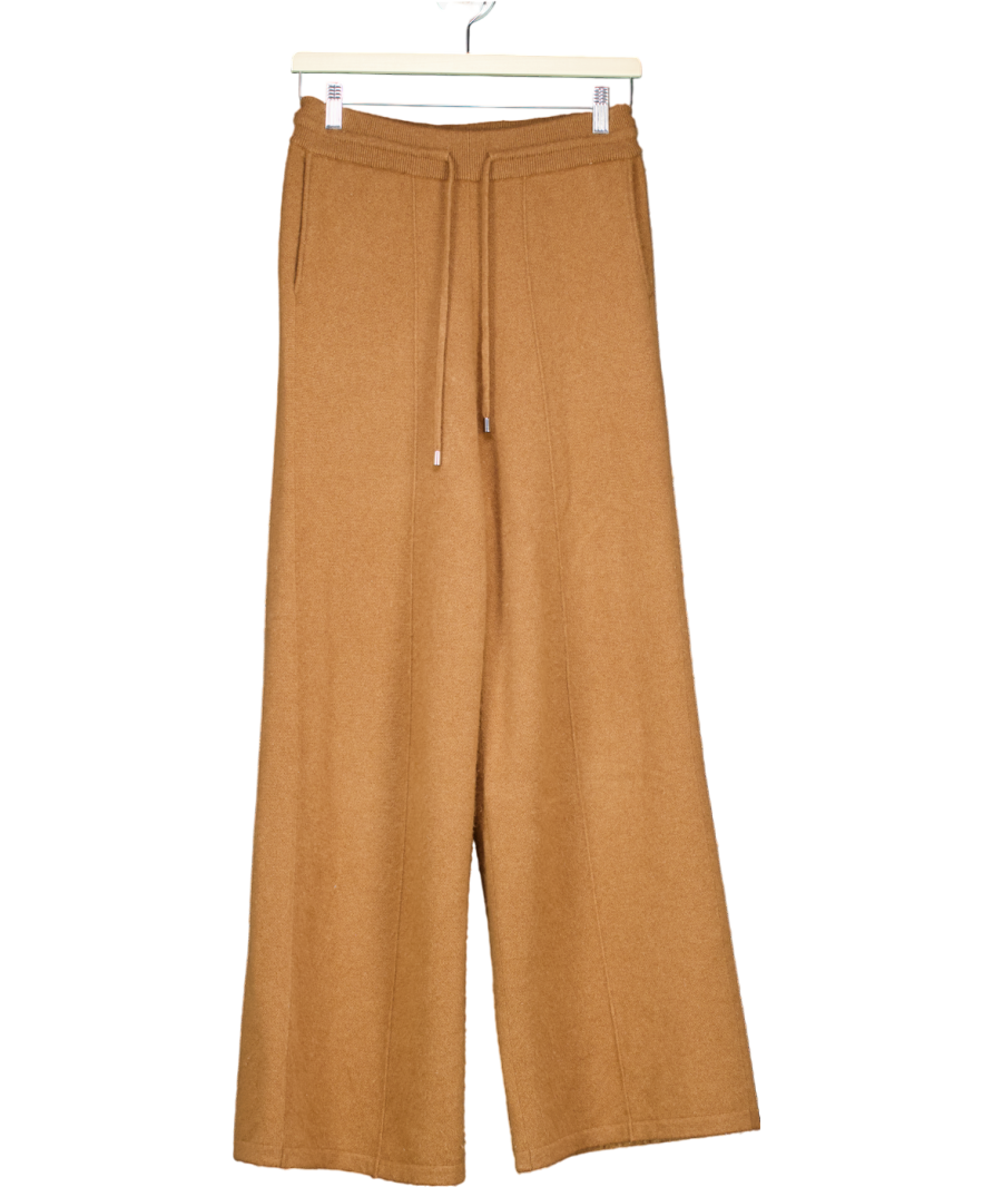 Lily Silk Brown Cashmere Wide Leg Sweatpants UK S