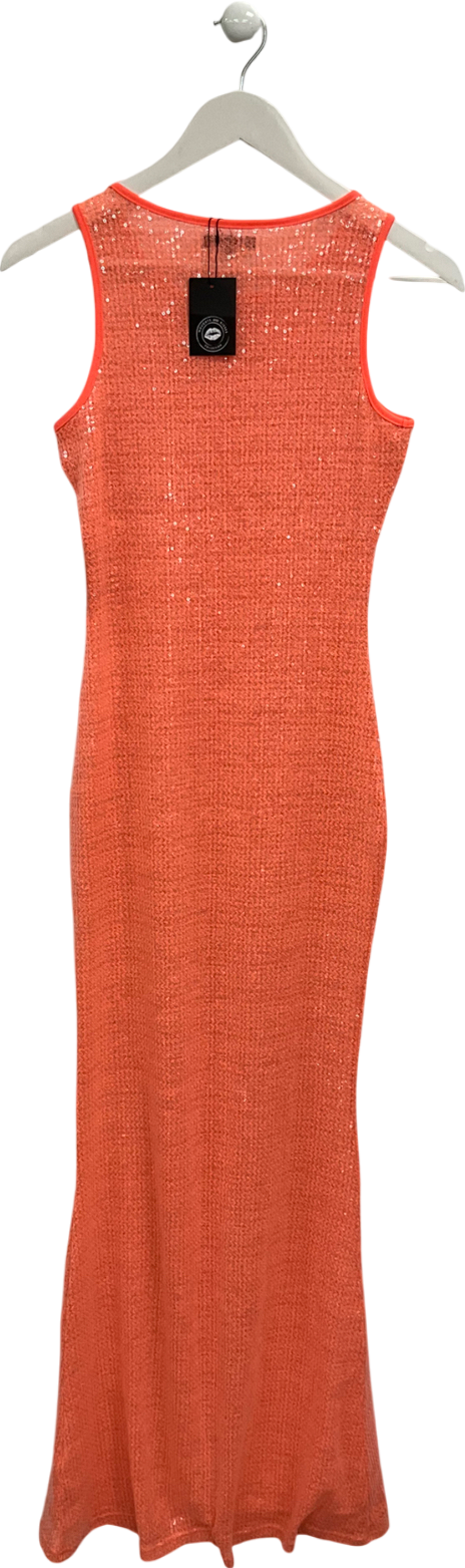 Noughts & Kisses Orange Cinzia Sheer Maxi Dress UK S