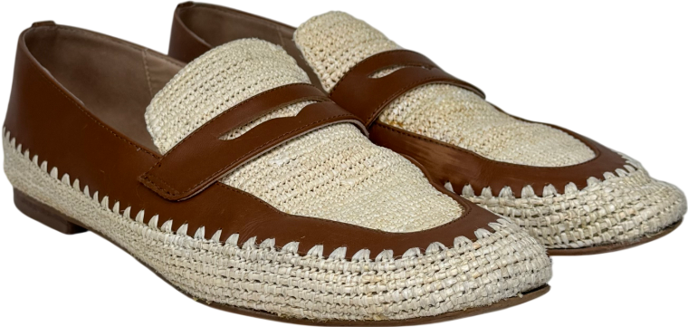Boden Cream Lydia Raffia Detail Loafers UK 8 EU 41 👠