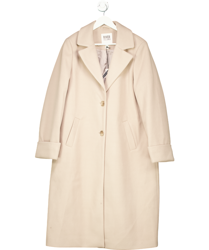 River Island Beige Longline Coat UK 16