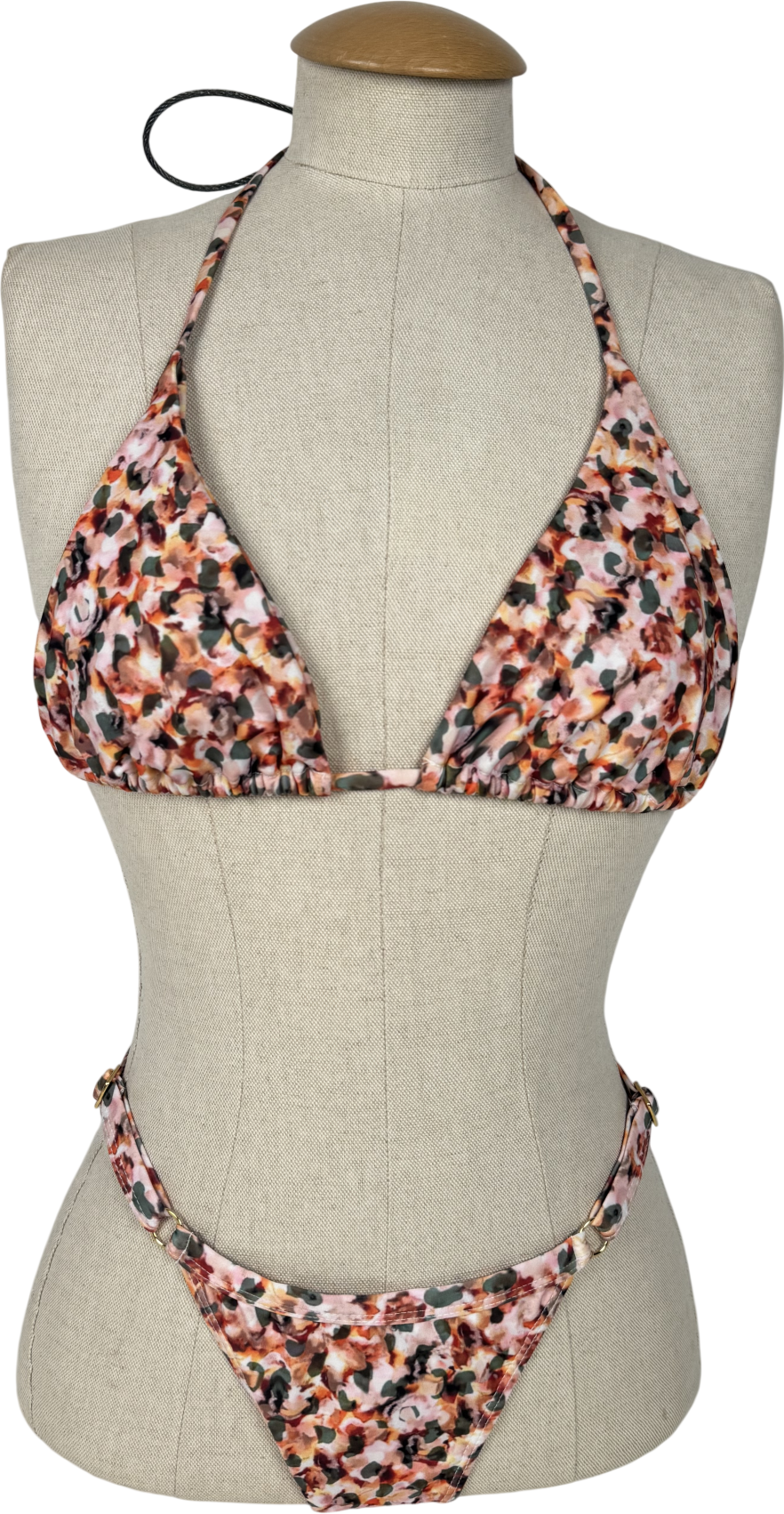 Grace Jacob Multicoloured Nelly Gold Palm Bikini  Set UK S/M