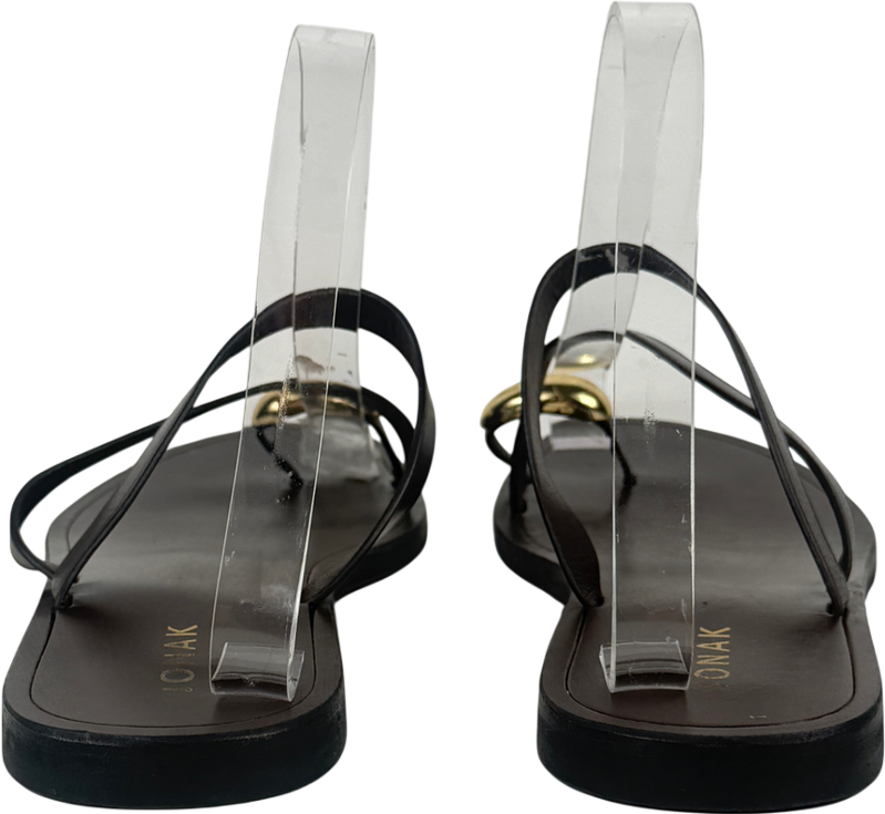 Jonak Plagettes With Slender Straps And Gold Details In Dark Brown Leather UK 7 EU 40