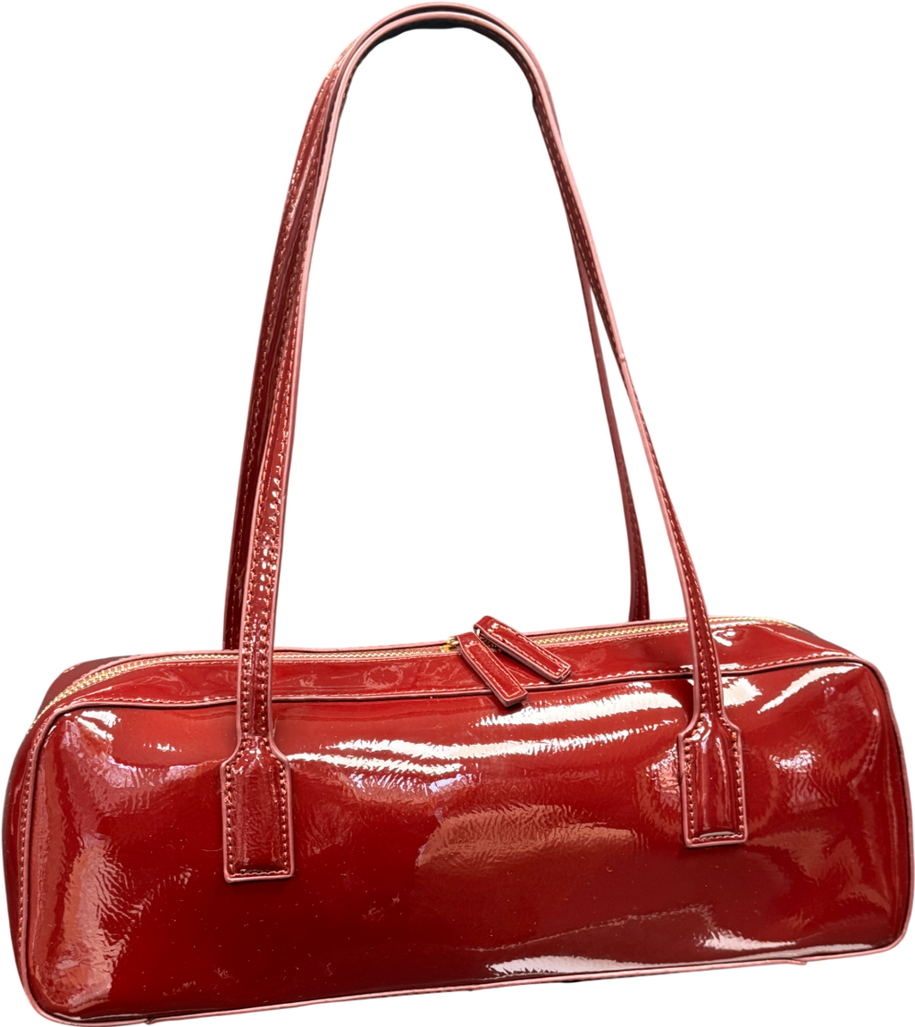 ASOS Burgundy Red Patenet Shoulder Bag