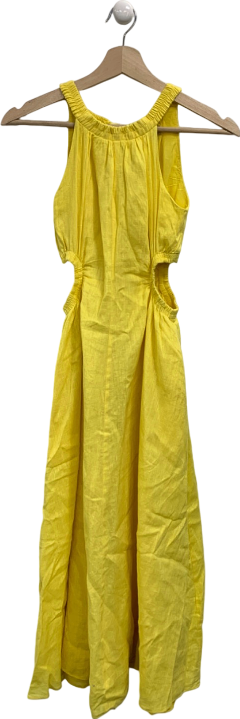 Forever New Yellow Cutout Midi Dress UK 4