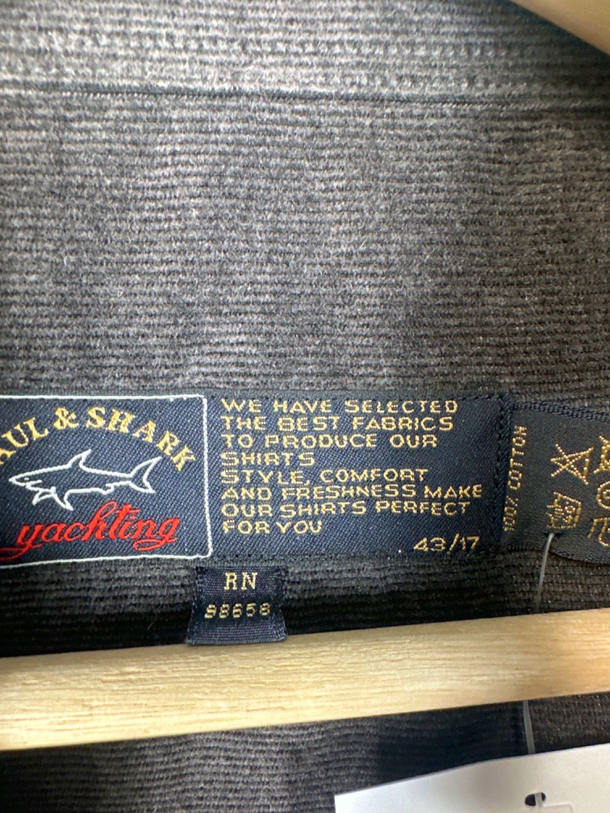 Paul & Shark Grey Corduroy Button-Up Shirt UK XL