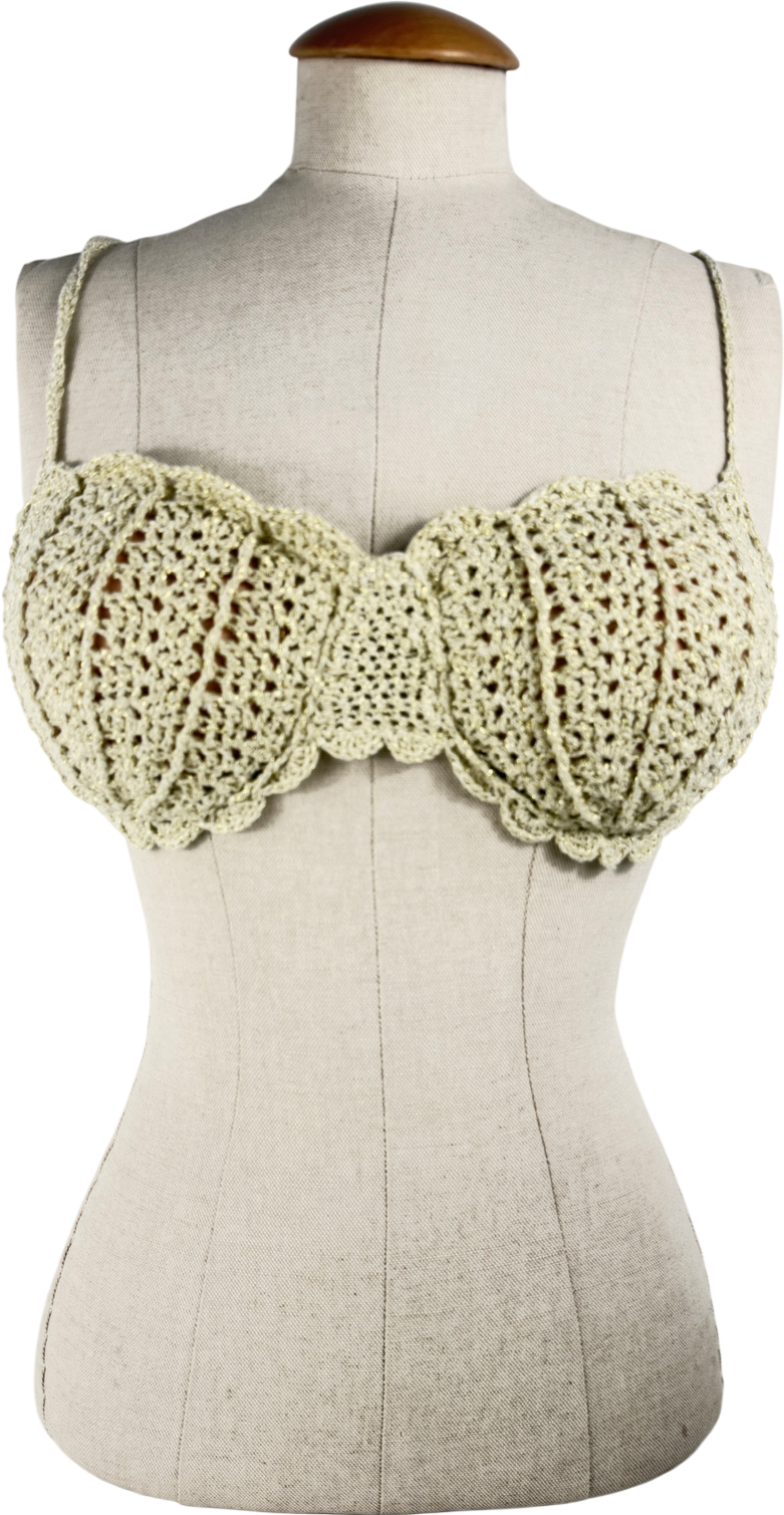 Dollies design Metallic Crochet Bikini Top UK M/L