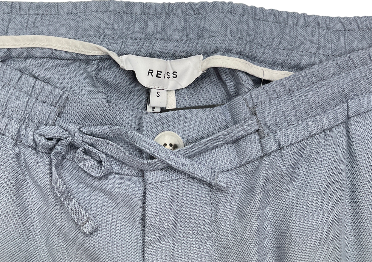 REISS Blue Textured Crepe Drawstring Shorts UK S