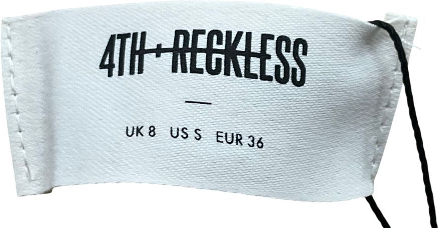 4th & Reckless Cream Beige Faux Fur Cropped Jacket- Reysha UK 8