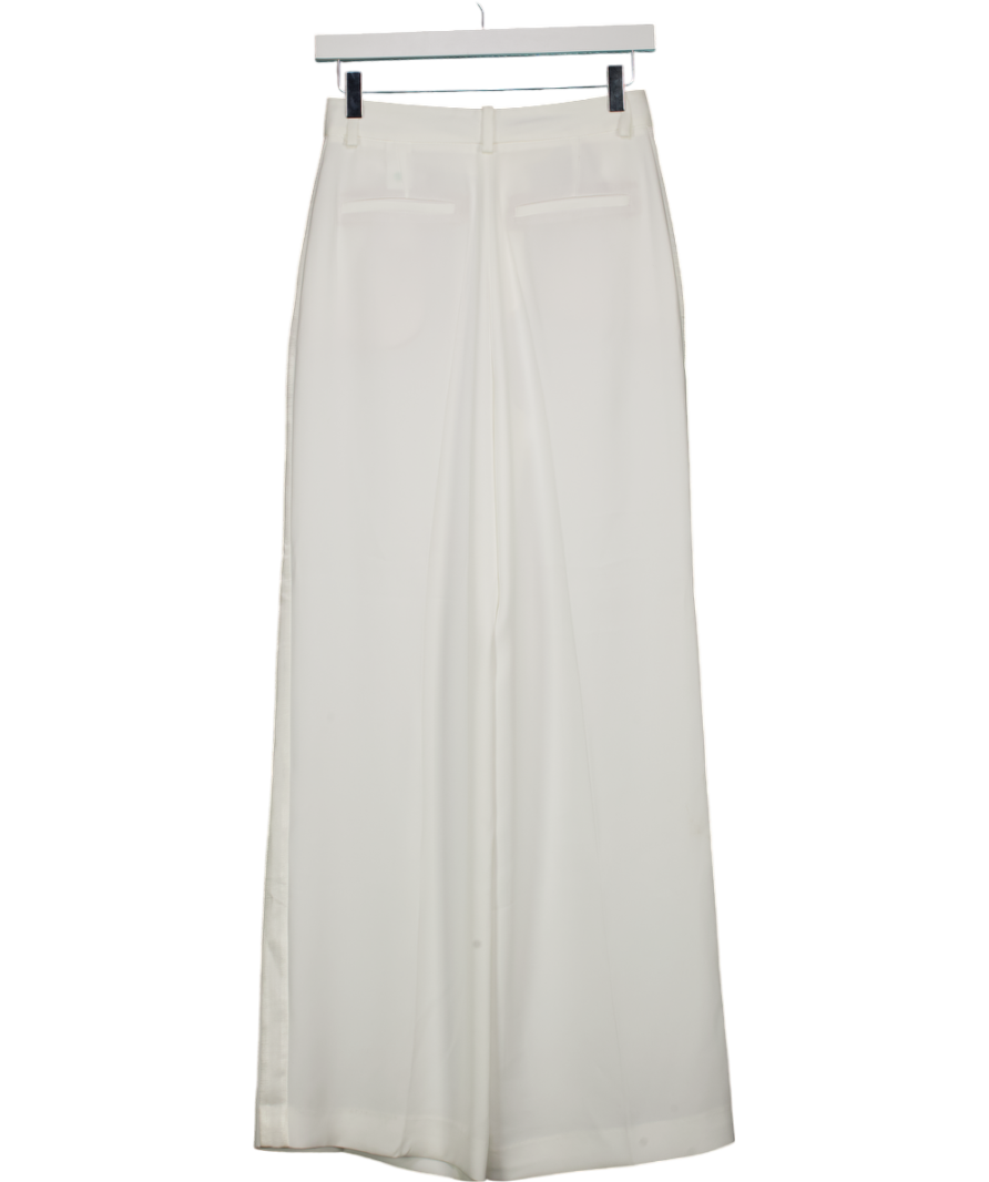 ZARA White Pleated Wide Leg Trousers UK XS