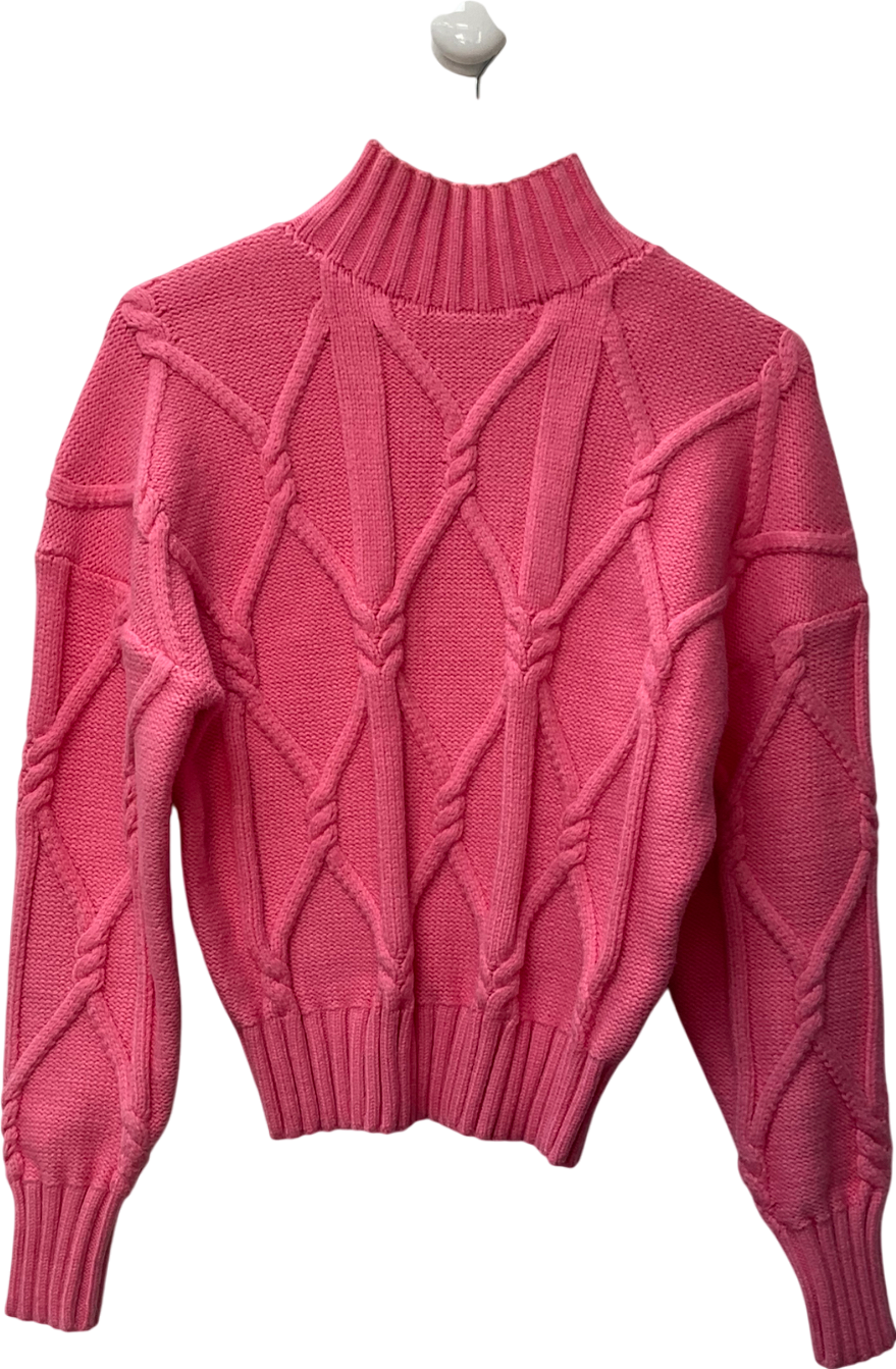 J.crew Bubblegum Pink Cable Knit Chunky Mock Turtleneck Sweater UK M