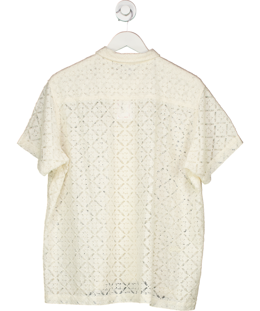 Bode Cream Floral Lace Short Sleeve Shirt UK L/XL
