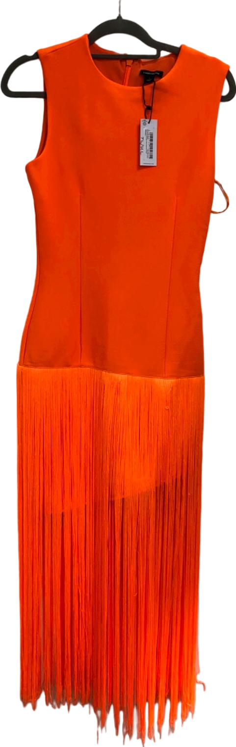 Karen Millen Orange Fringe Hem Dress UK S