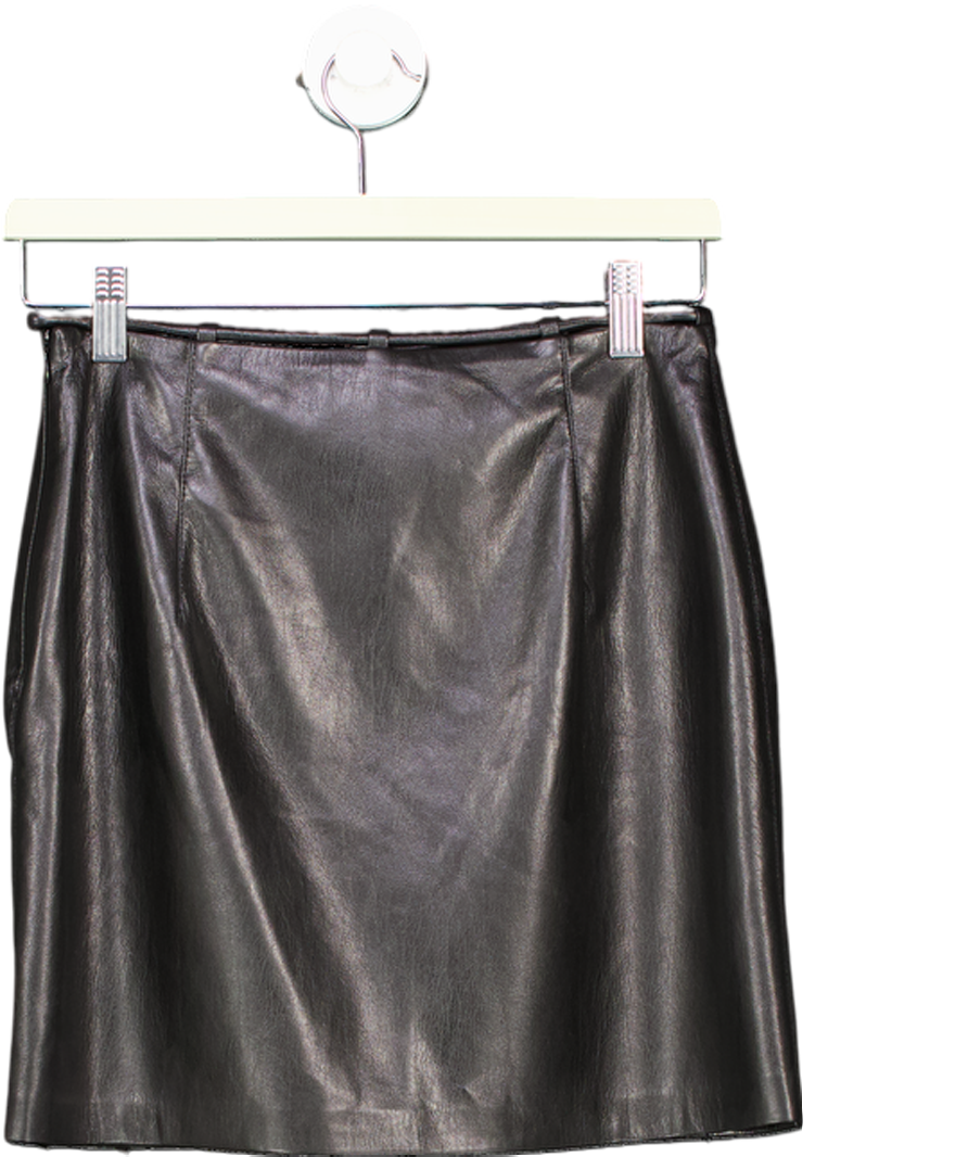 Nanushka Black Vegan Leather Okobor Mini Skirt UK XS