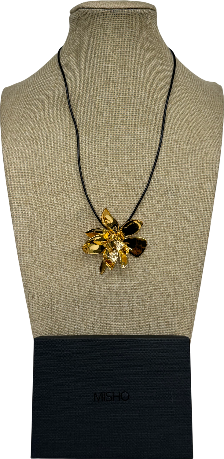 Misho Metallic Jasmine Cord Necklace One Size