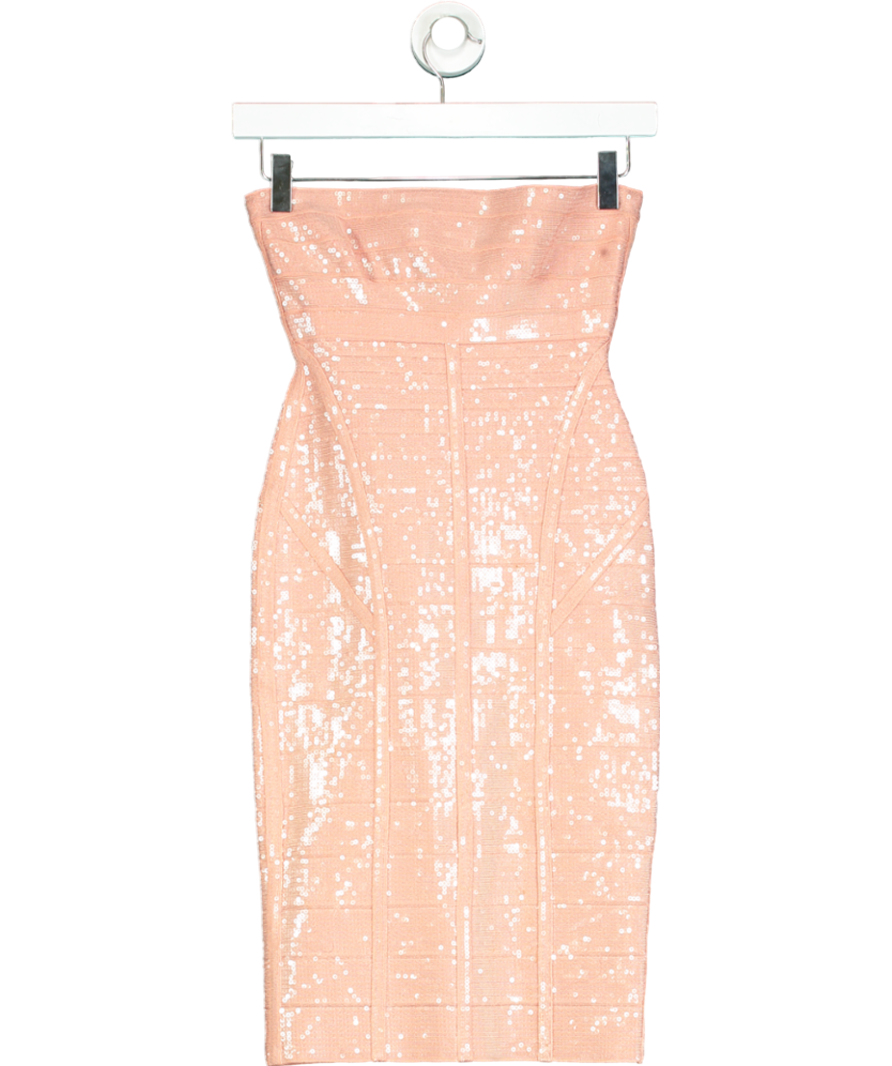 Herve Leger Pink Frances Sequin Dress UK XS