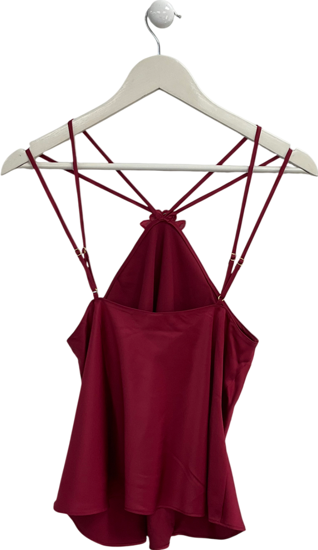 Victorias Secret Red Lacquer Roses Satin Top UK XS