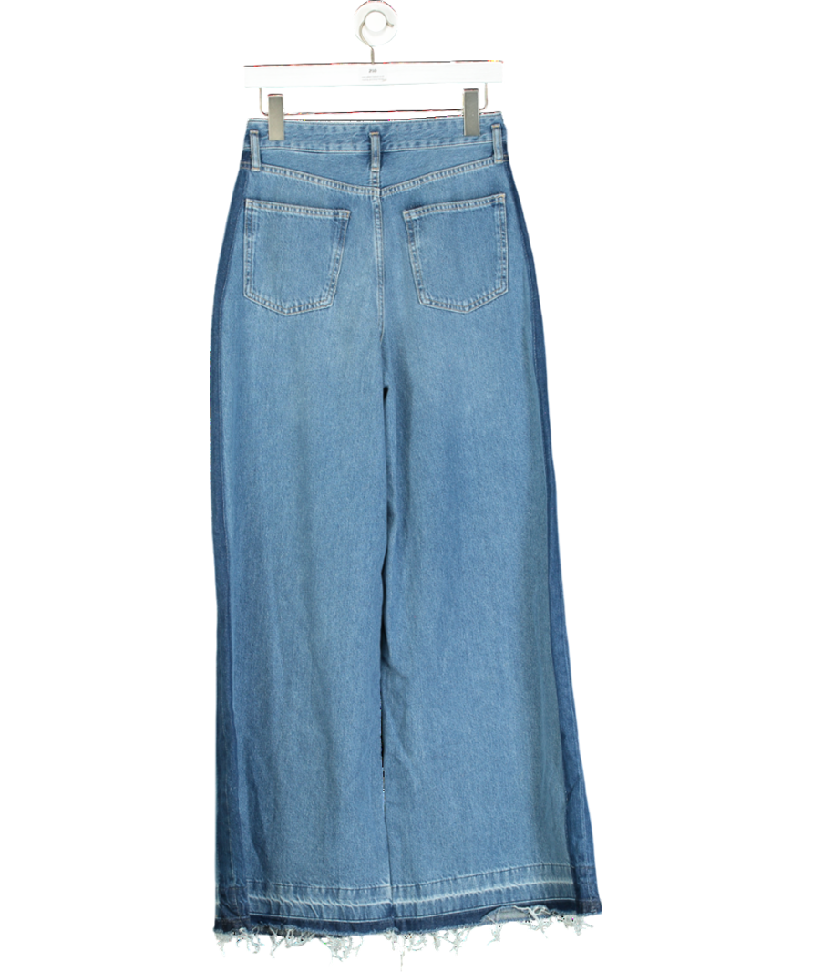 Next Blue Side Stripe Palazzo Wide Leg Jeans UK 6