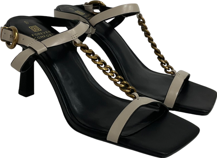 Next Black Bone Forever Comfort® Chain T-bar Heels UK 4 EU 37 👠