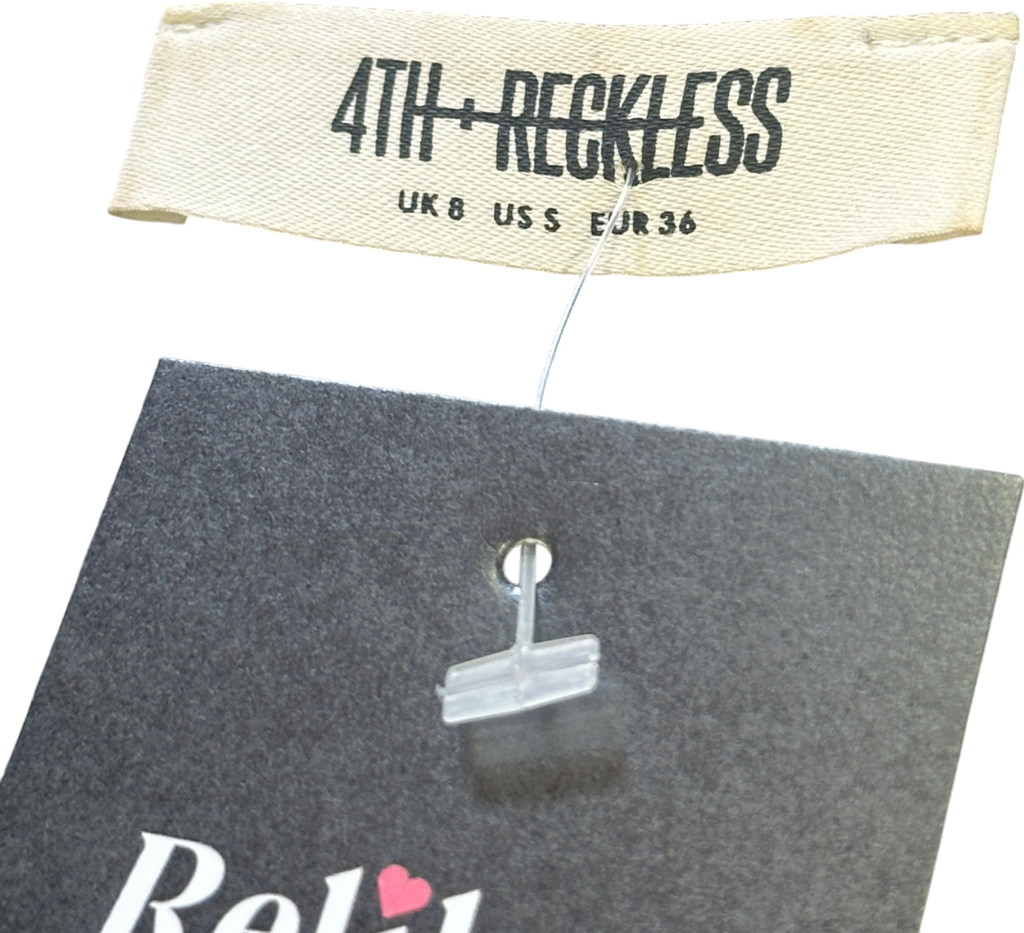 4th & Reckless Black Abstract Print Oversized Satin Shirt & Trouser Set UK 8