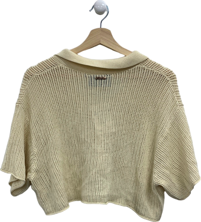 The Couture Club Beige Knit Cropped Cardigan UK 8