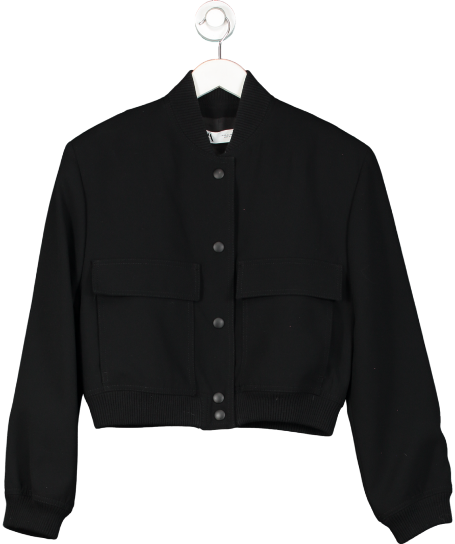 ZARA Black Button Up Bomber Jacket UK XS