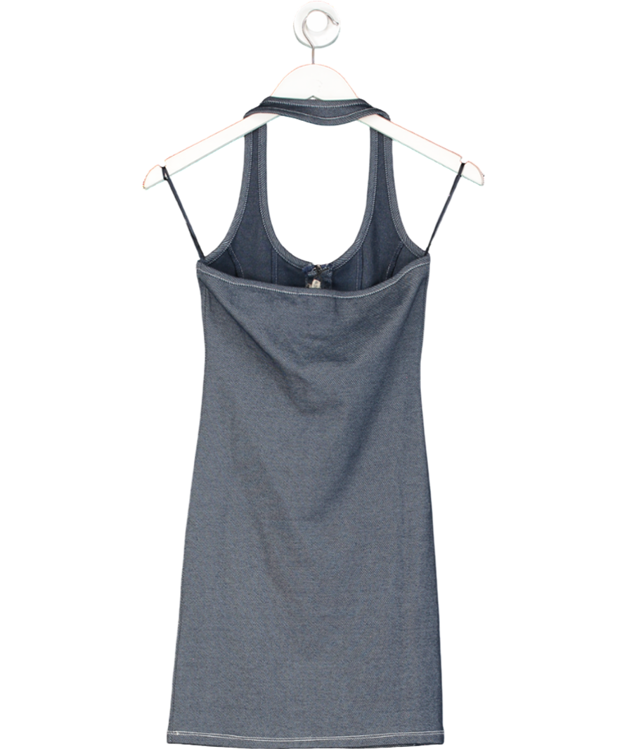 River Island Blue Denim Look Halter Mini Dress UK XS