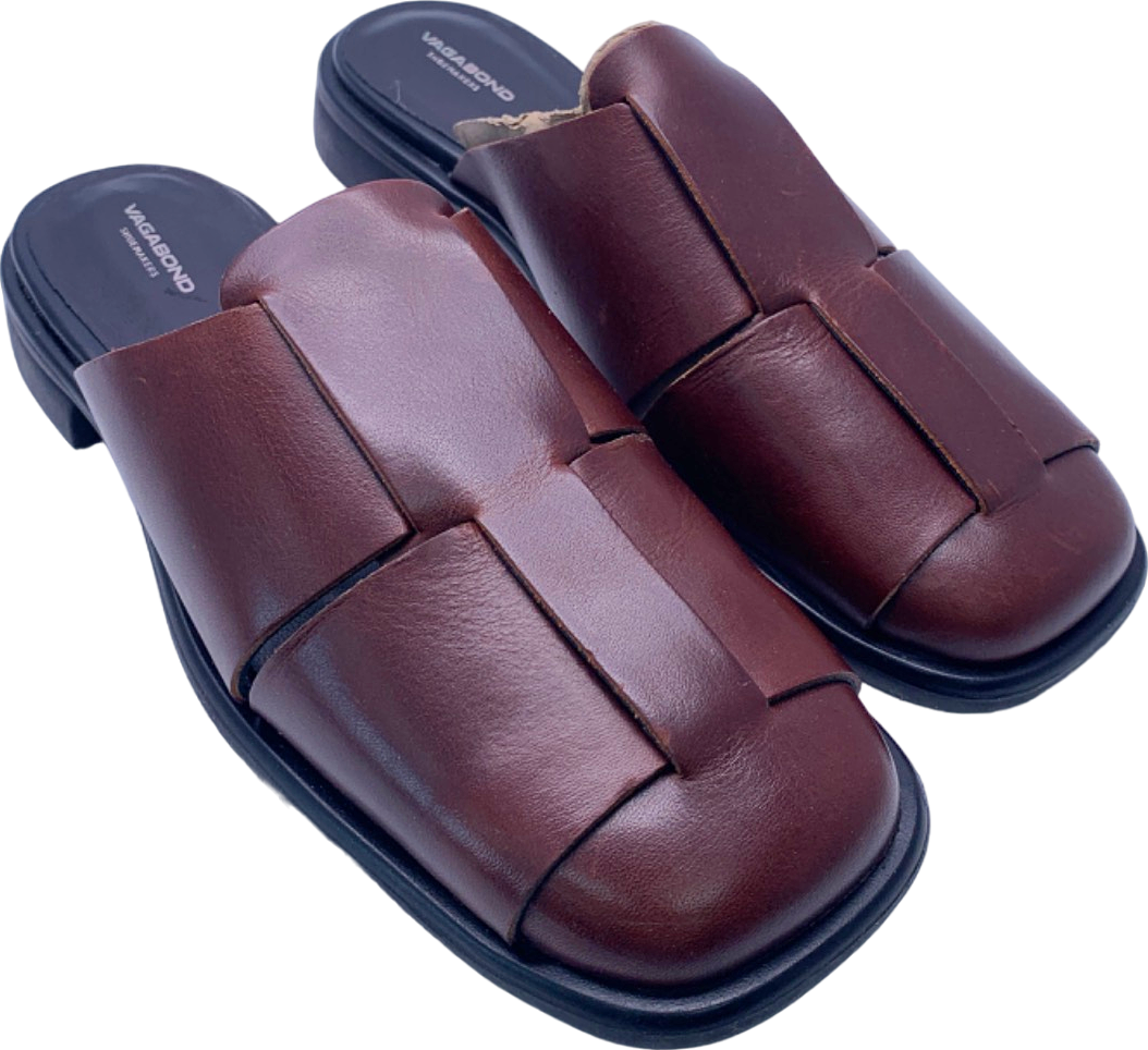 Vagabond Luxury Brown Leather Woven Mules UK 7