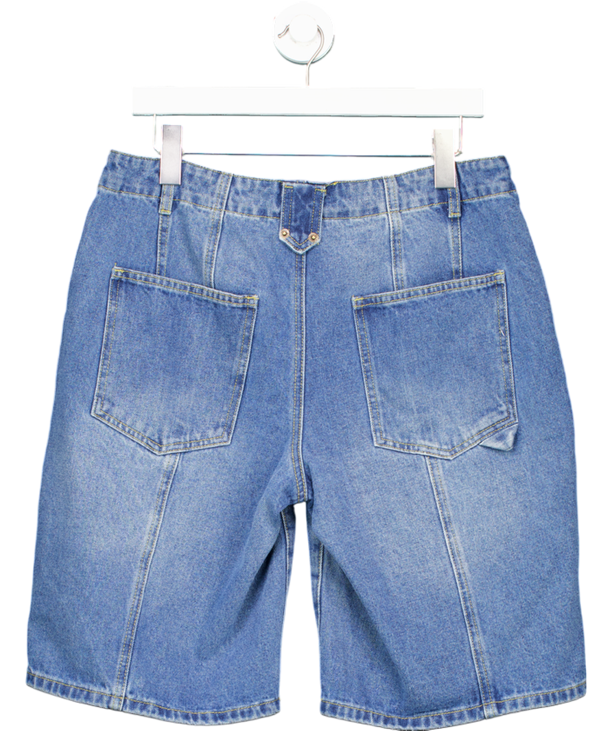 edikted Blue Oversize Low Rise Denim Bermuda Shorts UK L