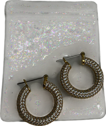 Metallic Gold Diamanté Hoop Earrings