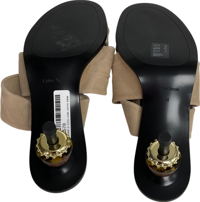 & Other Stories Beige Bead-embellished Leather Mules UK 5 EU 38 👠