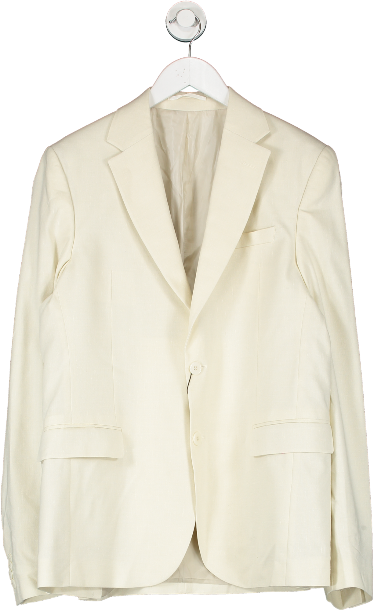 boohooMan Cream Skinny Single Breasted Linen Suit Jacket UK 10
