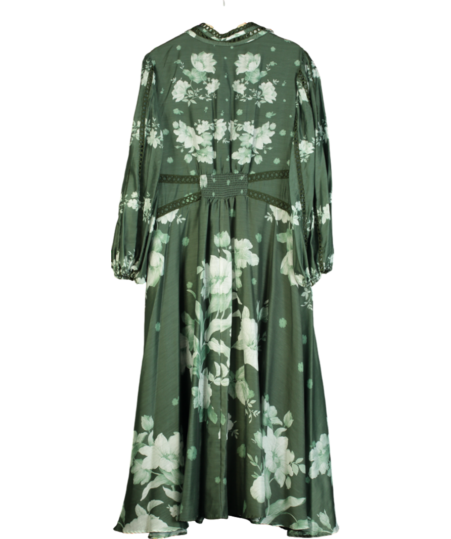 Monsoon Green Amari Floral Midi Shirt Dress UK 22