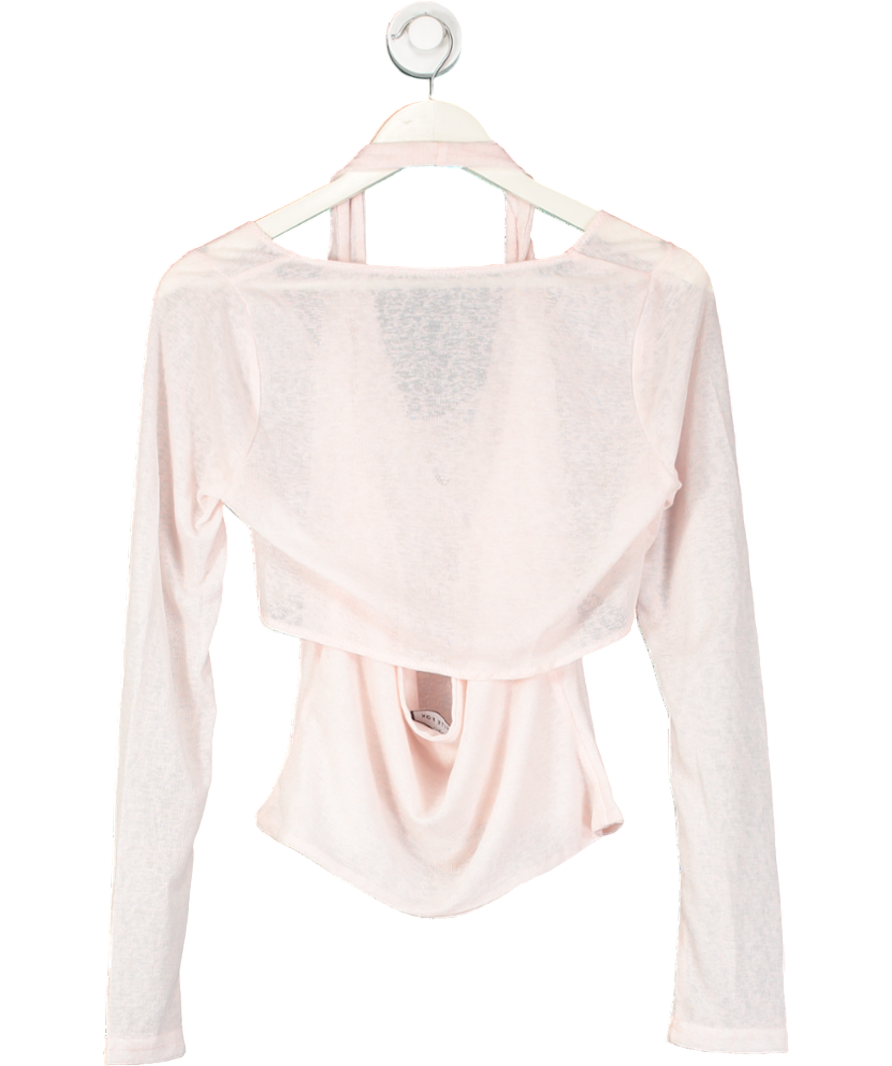 White Fox Pink Soft Knit Halter Top And Knot Front Top UK XL