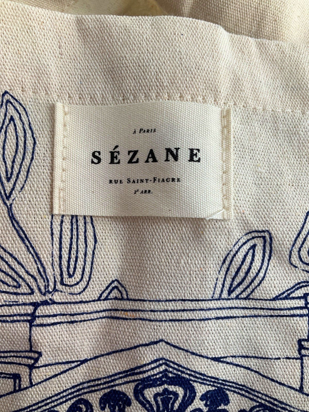 Sézane Beige Illustrated Tote Bag UK One Size