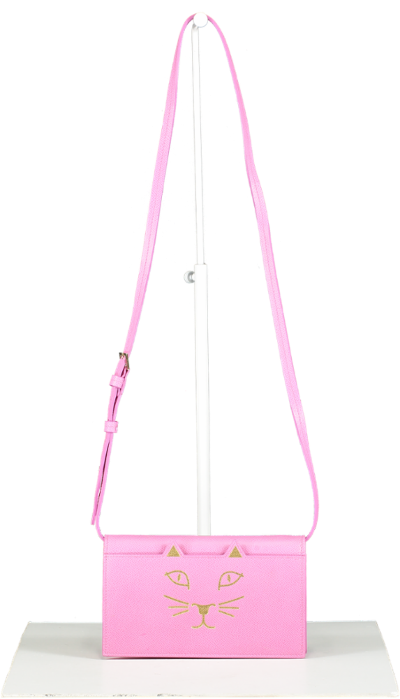 Charlotte Olympia 'kitty' Crossbody Purse In Pink Calf Leather One Size