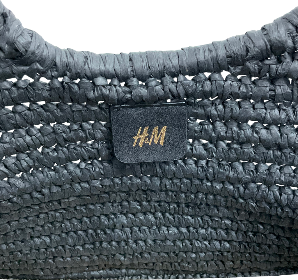 H&M Black Straw Large Shopper Bag