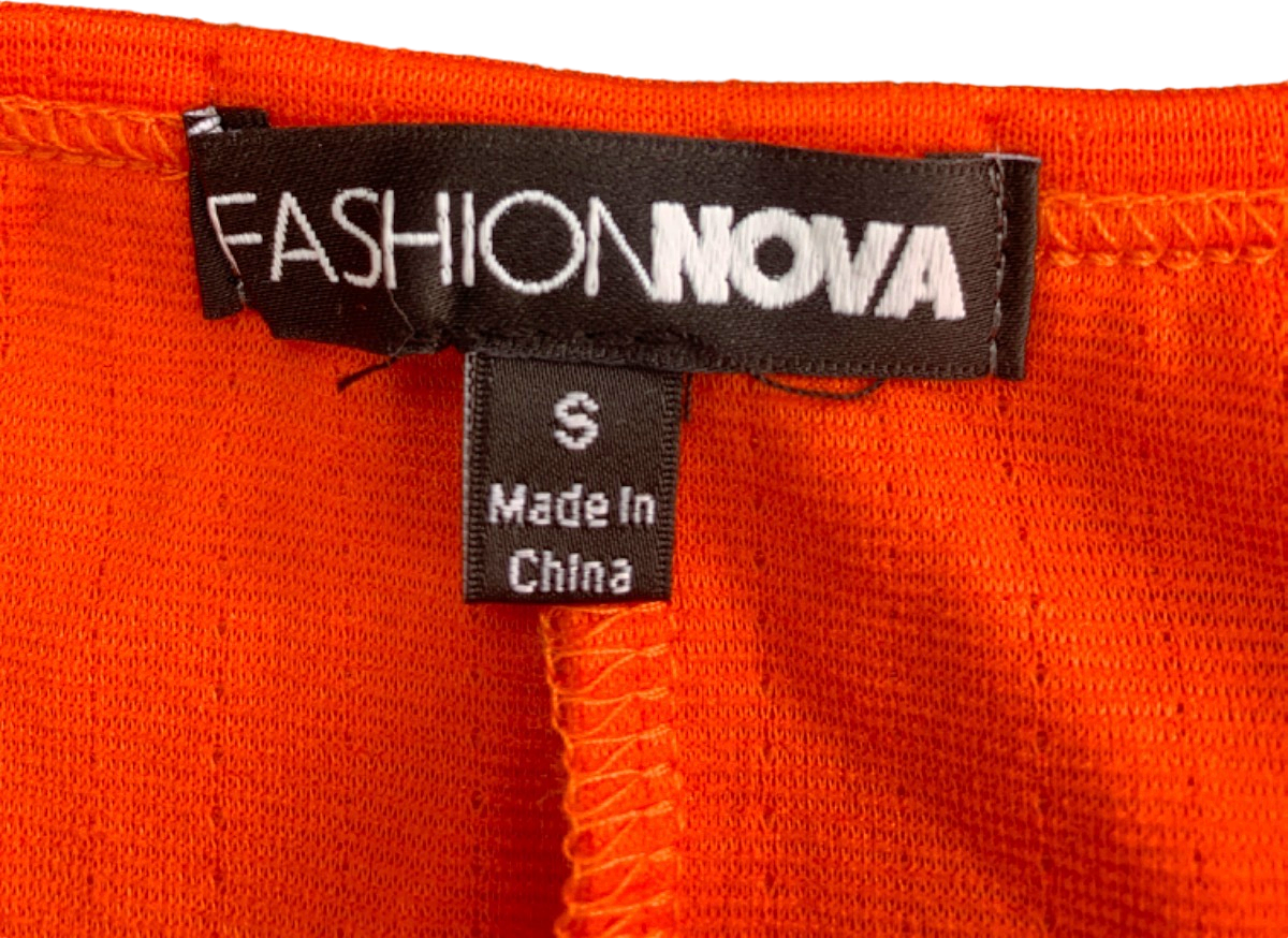 Fashion Nova Orange Ribbed Bodycon Dress S