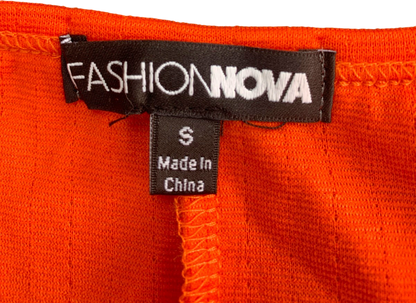 Fashion Nova Orange Ribbed Bodycon Dress S