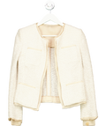 Gianfranco Ferre Beige Cotton Blend Colarless Blazer With Contrast Trim UK S