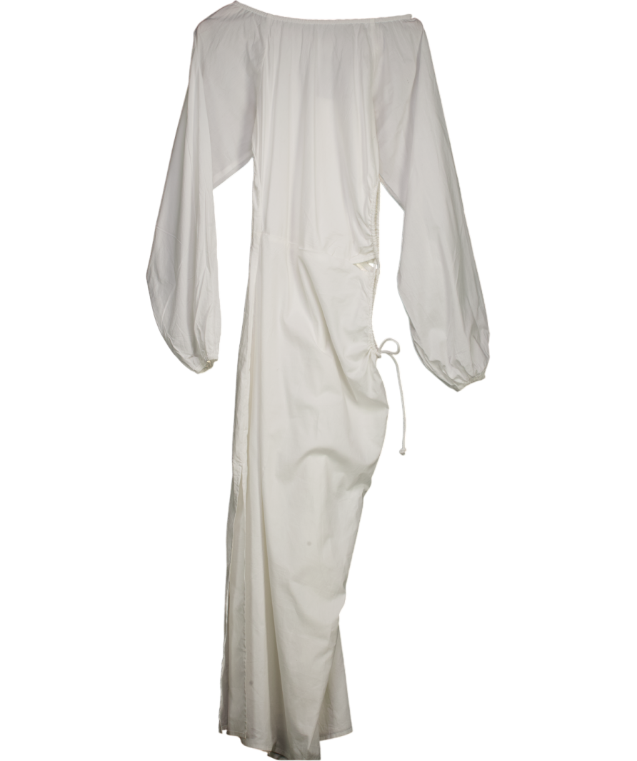 Faithful The Brand White Organic Cotton Long Sleeve Cut Out Maxi Dress UK 6