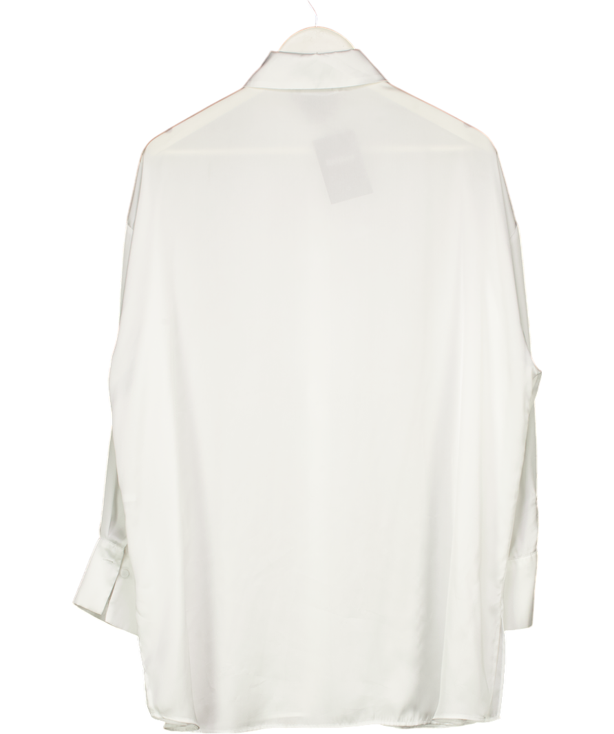 ZARA White Satin Longline Shirt UK S