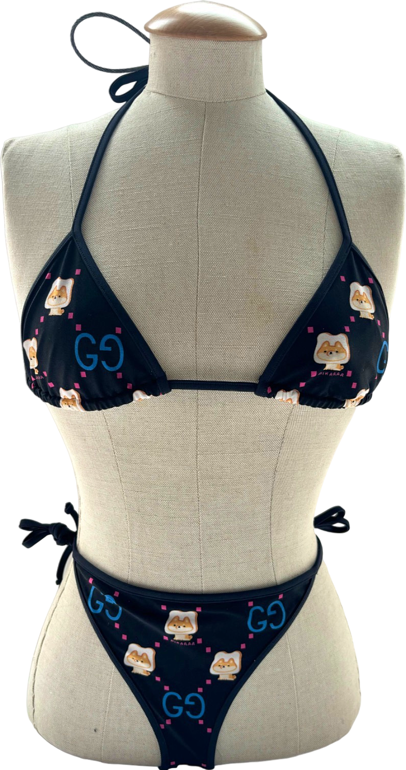 Gucci Black GG Pattern Bikini UK S