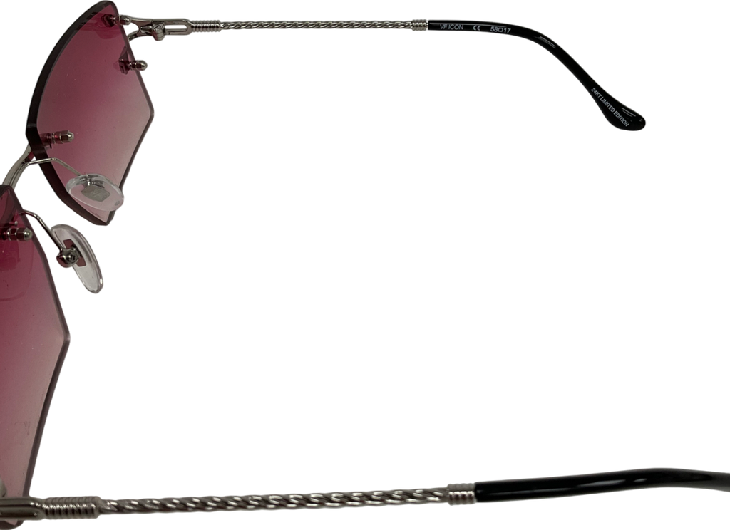 Vintage Frames Company VF Icon Drill Mount 24k White Gold Rectangular Sunglasses