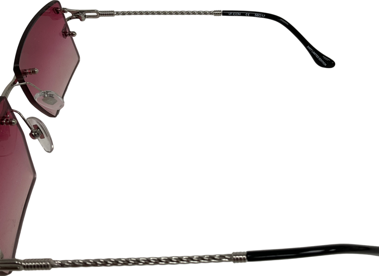 Vintage Frames Company VF Icon Drill Mount 24k White Gold Rectangular Sunglasses