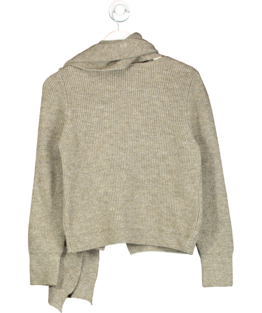 MANGO Beige Scarf Neck Sweater With Buttons UK S