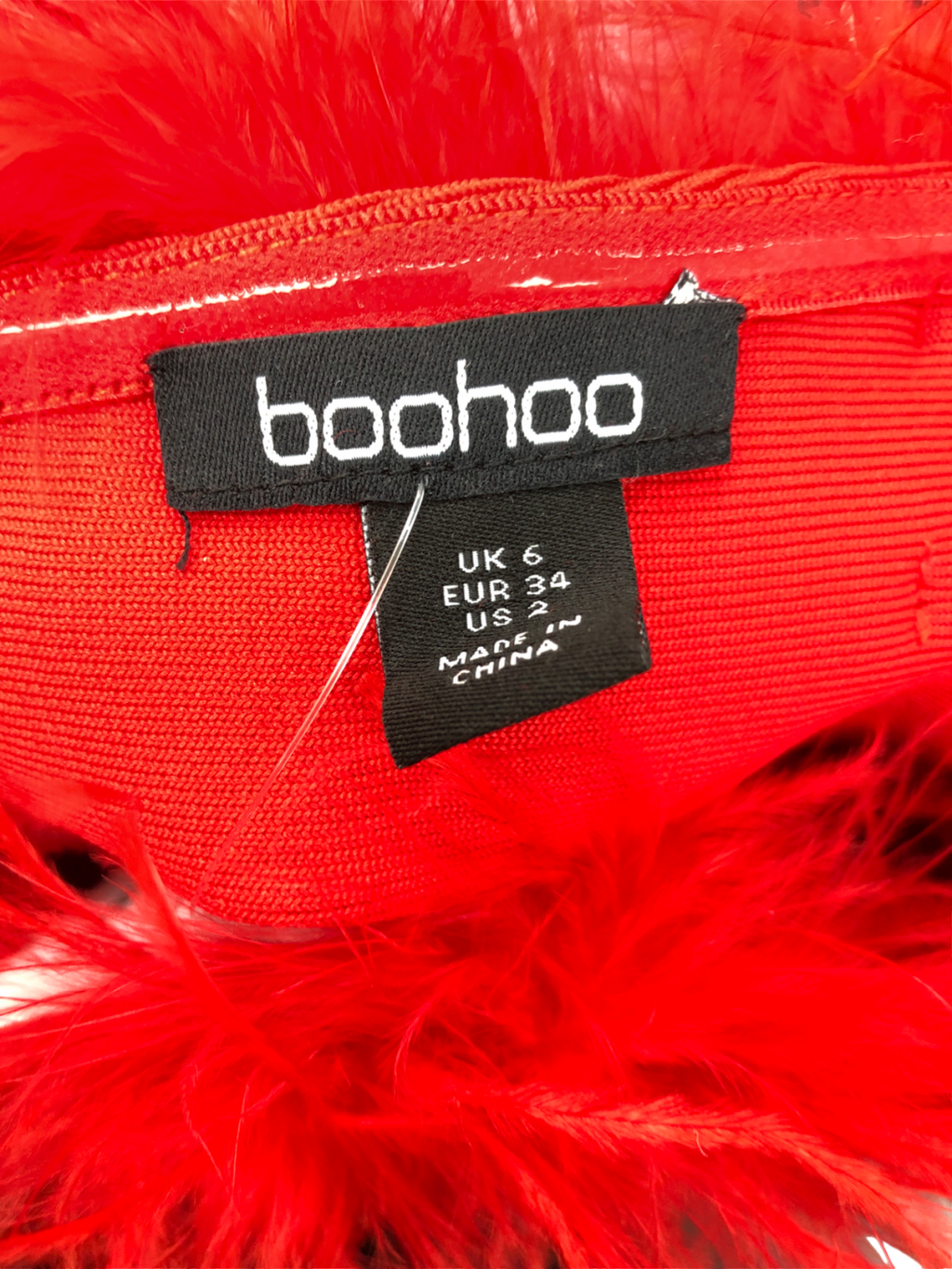 boohoo Red Feather Bandage Corset Top UK 6